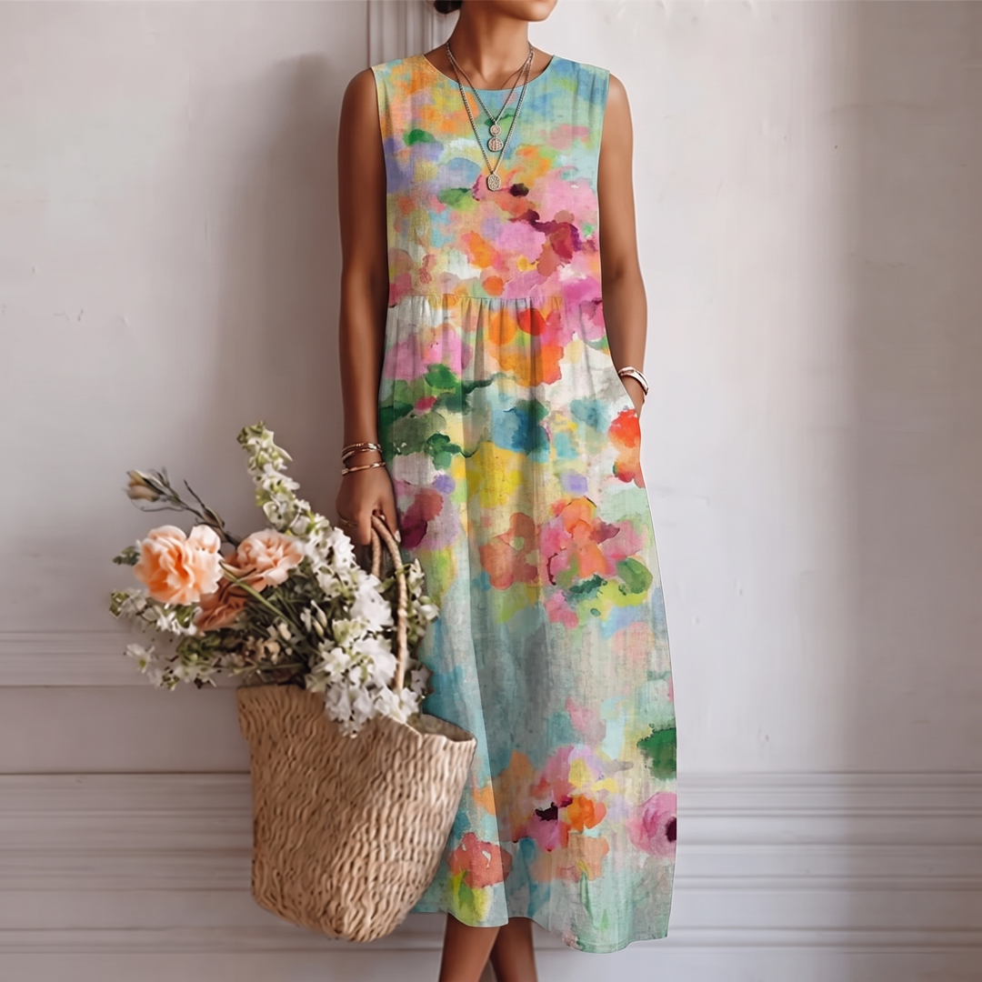 Carla™ | Elegantna večbarvna midi obleka