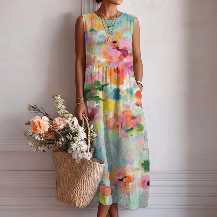 Carla™ | Elegantna večbarvna midi obleka