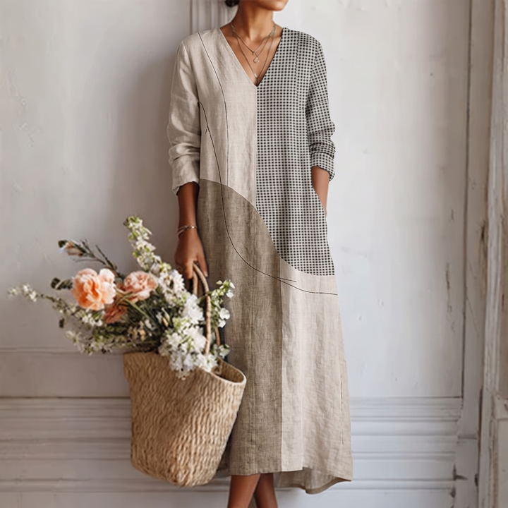 Emma™ | Elegantna Črtasta Obleka