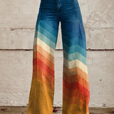 Léa - Elegantni Retro Zigzag Hlače