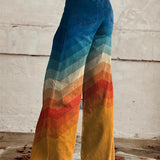 Léa - Elegantni Retro Zigzag Hlače