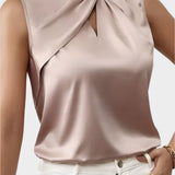 Elegantna Satenasta Bluza brez Rokavov