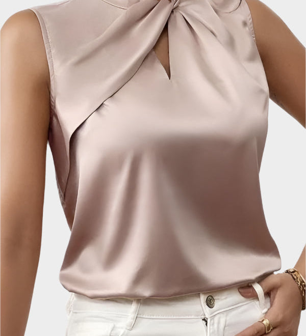 Elegantna Satenasta Bluza brez Rokavov