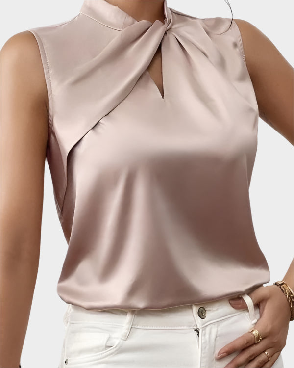 Elegantna Satenasta Bluza brez Rokavov