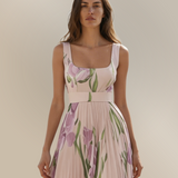 Elaina - Cvetna obleka z naborki