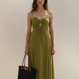 Bela - Maxi obleka s sofisticiranim izrezom